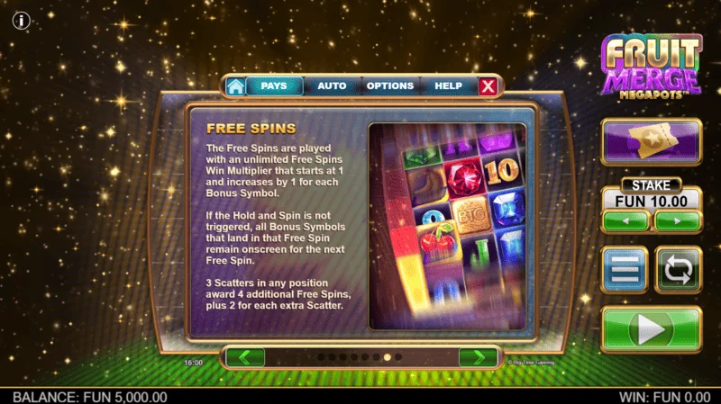 Fruit Merge Megapots - informacije o Free Spins i množitelju