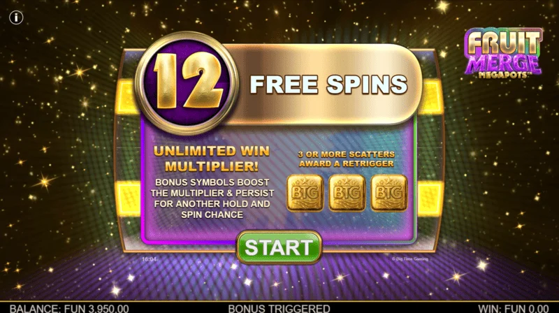 Fruit Merge Megapots - pokretanje Free Spins